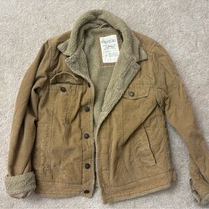 Aeropostale Men's Brown Sherpa-Lined Field Jacket
